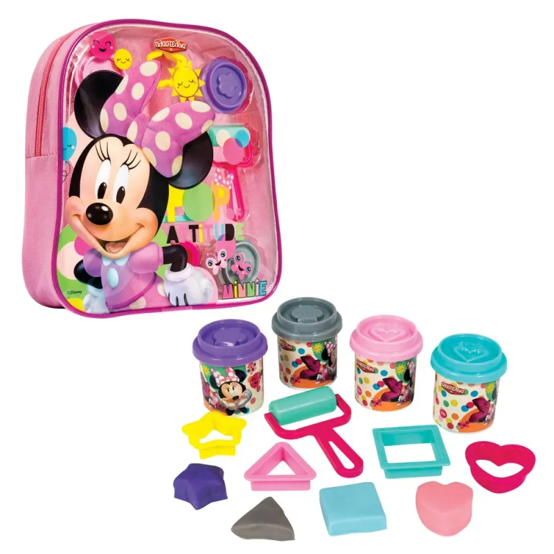 AS - Πλαστελίνη Disney Minnie Τσάντα Πλάτης Με 4 Βαζάκια - Καπάκια Καλουπάκια Και 5 Εργαλεία 1045-03574