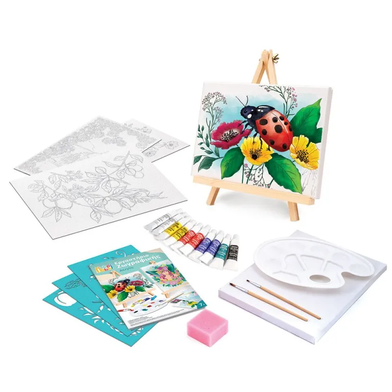 AS - HappiHobbi , Σετ Ζωγραφικής Με Ξύλινο Καβαλέτο Και Χρώματα Ακουαρέλας 1038-11042