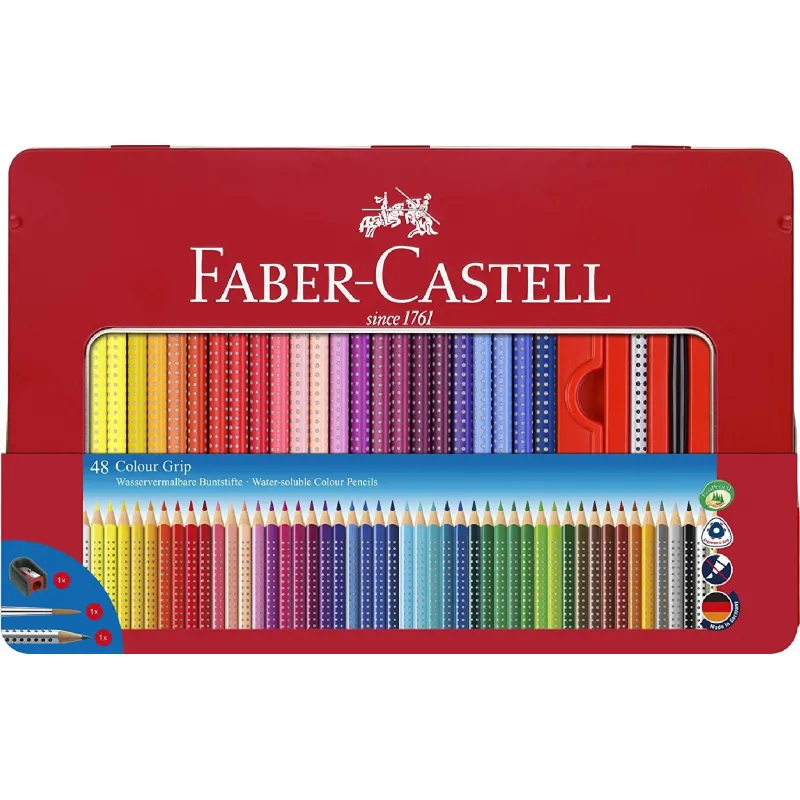 Faber Castell - Ξυλομπογιές Grip Σε Κασετίνα Μεταλλική 48 Τμχ 112448