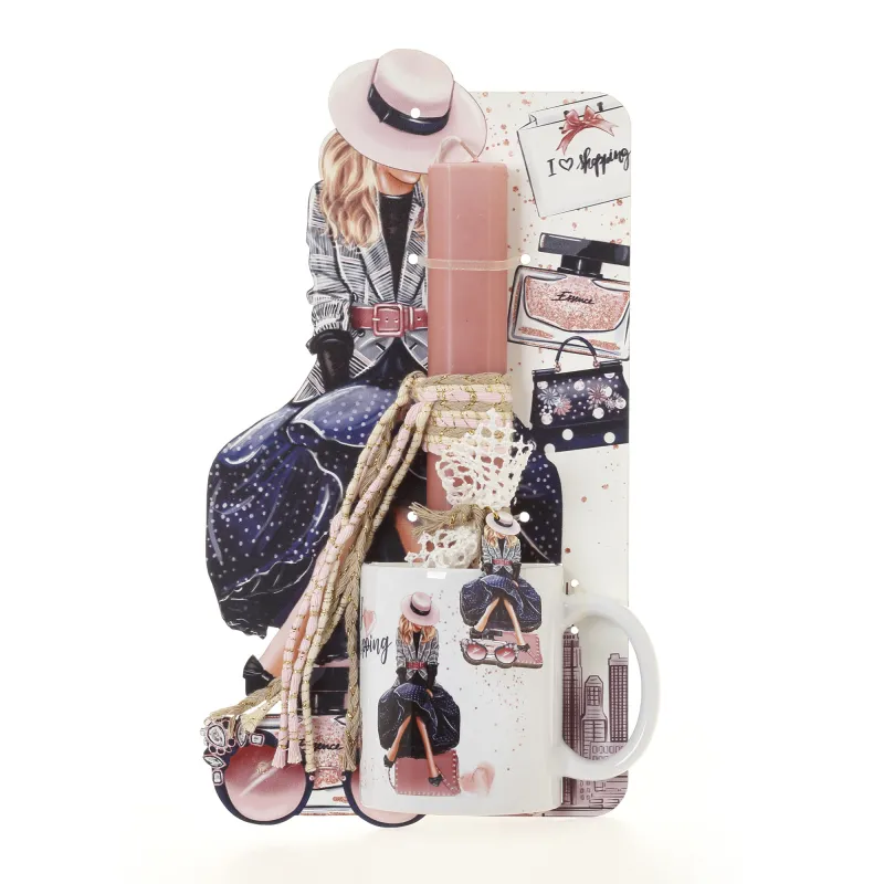 Ζήβας - Πασχαλινή Λαμπάδα Με Πλάτη Και Κούπα, Shopping Girl 41-1157K