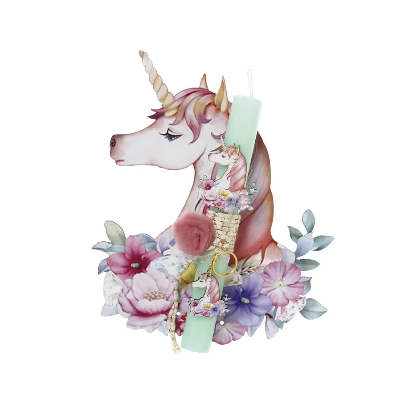 Ζήβας - Πασχαλινή Λαμπάδα Με Πλάτη, Κοπτικό, Μονόκερος Λουλούδια 41-1166