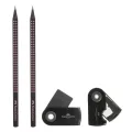Faber Castell - Σετ Mολυβιών Grip, Sparkle Μαύρο Ροζ με Γόμα & Ξύστρα 118296