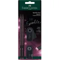 Faber Castell - Σετ Mολυβιών Grip, Sparkle Μαύρο Ροζ με Γόμα & Ξύστρα 118296