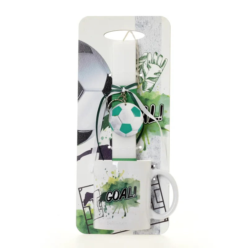 Ζήβας - Πασχαλινή Λαμπάδα Με Πλάτη Και Κούπα, Ποδόσφαιρο Πράσινο 41-1188K