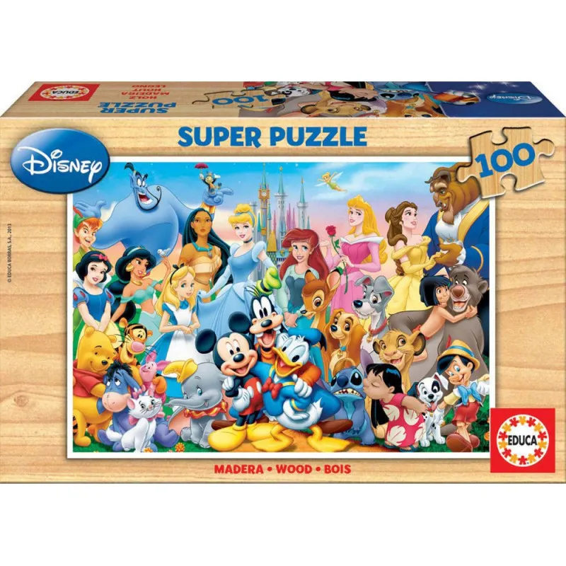 Educa - Puzzle Wooden, World Of Disney 100 Pcs 12002