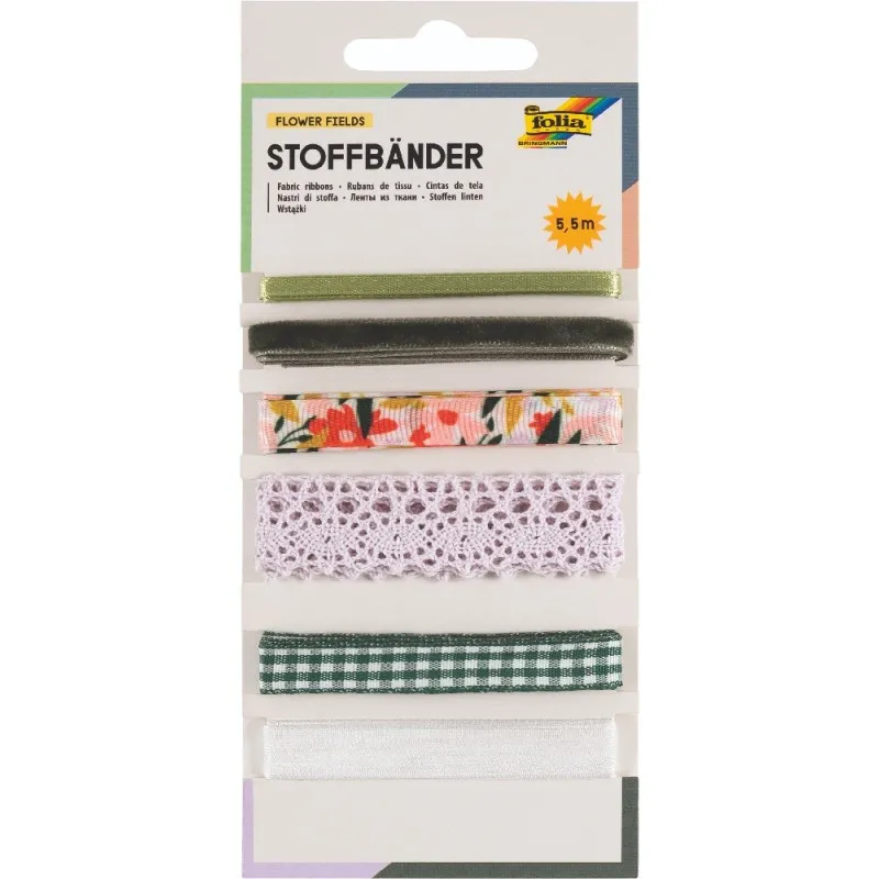 Folia - Υφασμάτινες Κορδέλες, Flower Fields 5,5μ Σετ 6 Τεμαχίων 12024