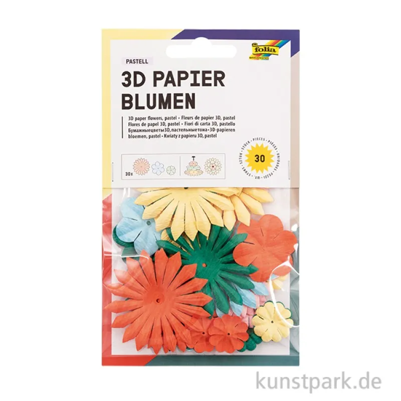 Folia - Χάρτινα Λουλούδια 3D, Παστέλ 30 Τεμαχίων 12801