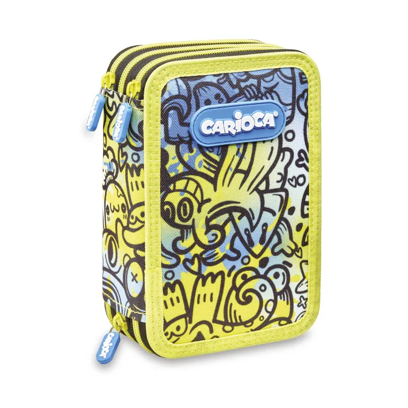 Carioca - Κασετίνα Γεμάτη Comix 3 Zip, Yellow/Blue 130552