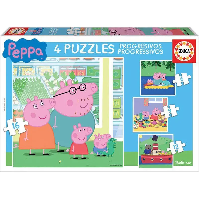 Educa - 4 In 1 Puzzle Peppa Pig 6/9/12/16 Pcs 15918