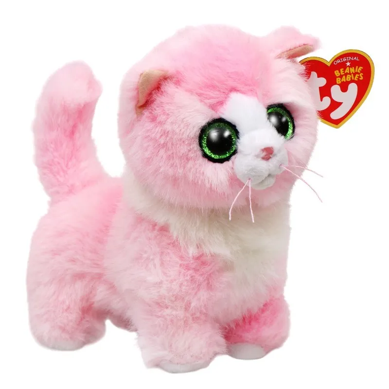 TY - Beanie Boos , Χνουδωτό Γατούλα Ροζ με Λευκό 15εκ 1607-37409