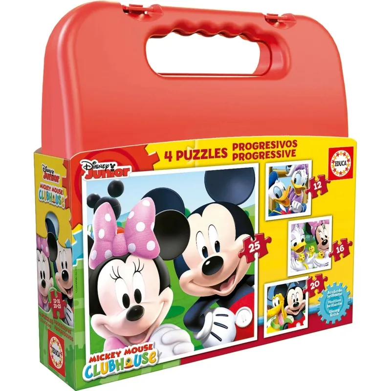 Educa - 4 In 1 Puzzle Progressive, Mickey Mouse 12/16/20/25 Pcs 16505