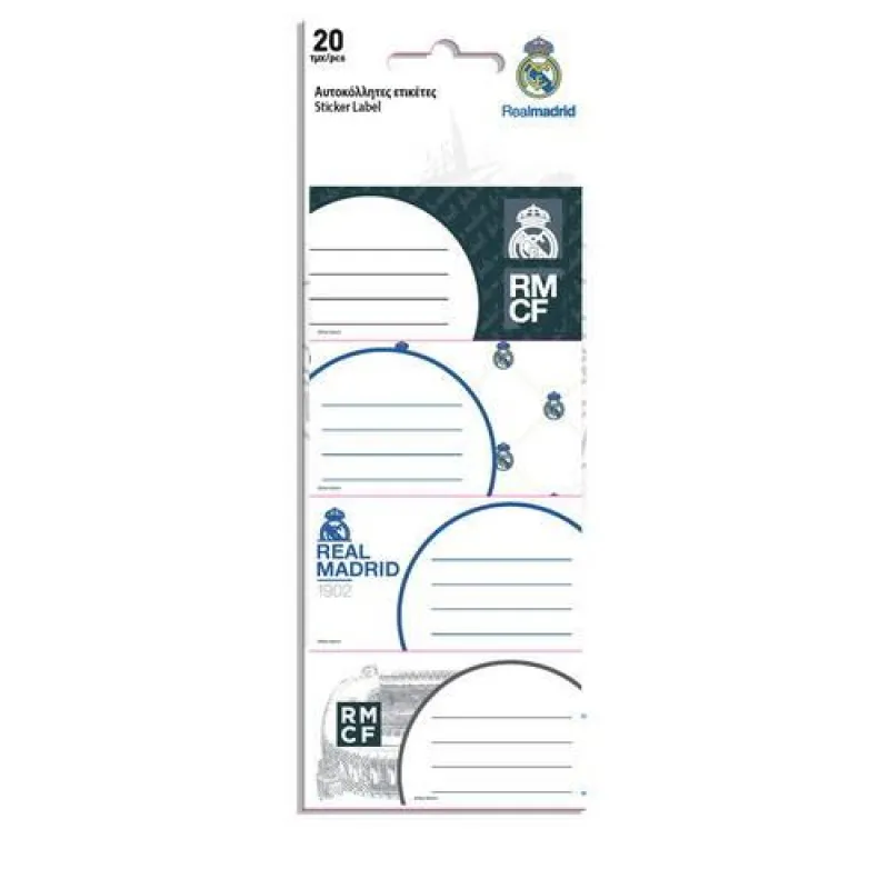 Diakakis - Ετικέτες Αυτοκόλλητες Τετραδίων, Real Madrid 20 Τμχ 170824