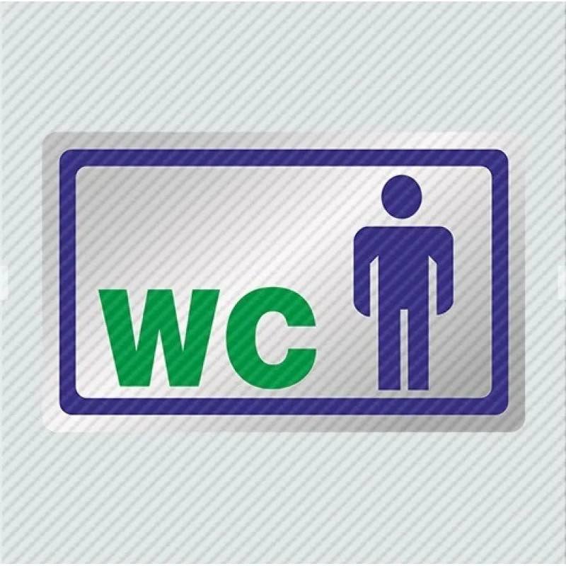 InfoSign - Αυτοκόλλητο PVC Ασημί 11.5x7, Τουαλέτα Ανδρών / WC Men 17492