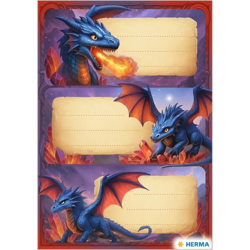 Herma - Ετικέτες Αυτοκόλλητες Τετραδίων, Dragons 9 Τμχ 1794