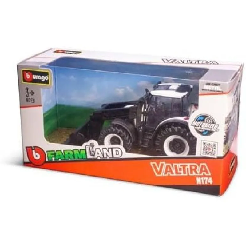 Bburago - Farmland, Valtra N174 Tractor Front Loader 2017 - White Black 18-31638 (18-31630)