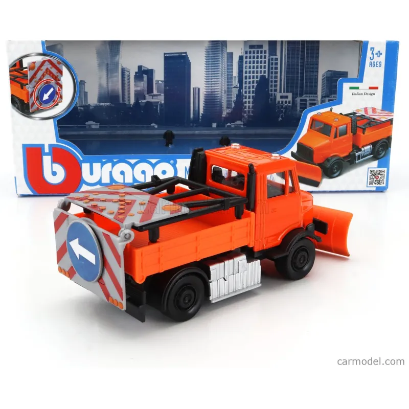 Bburago - Municipal Vehicle Truck , Road Security With Snow Plough & Signal Board 18-32263