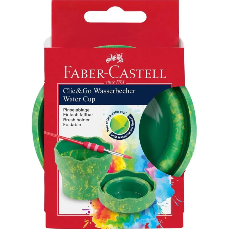 Faber Castell - Πτυσσόμενο Ποτήρι Για Πινέλο Marble Green Clic & Go 181528