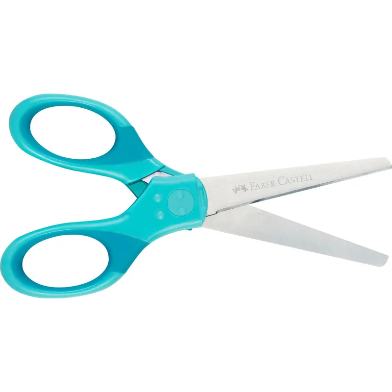 Faber Castell - Ψαλίδι Σχολικό Με Προστατευτικό Grip Scissors, Τυρκουάζ 181554