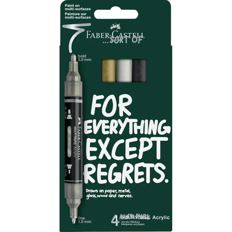 Faber Castell - Διπλός Ακρυλικός Μαρκαδόρος Multimark, Set Of 4 Classic Colours 186010