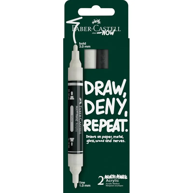 Faber Castell - Διπλός Ακρυλικός Μαρκαδόρος Multimark, Set Of 2 Classic Colours 186011