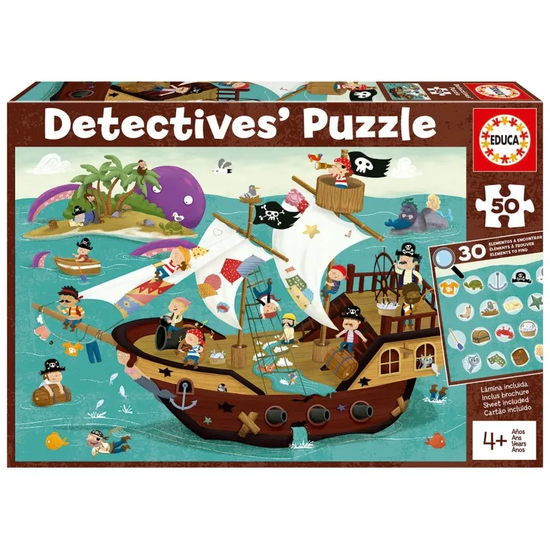 Educa - Puzzle, Pirates´ Boat "Detectives 50 Pcs 18896