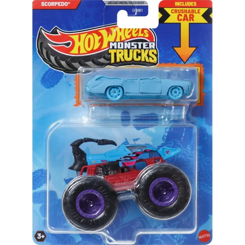 Mattel Hot Wheels - Monster Truck Με Αυτοκινητάκι,  Scorpedo JCG30 (GRH81)