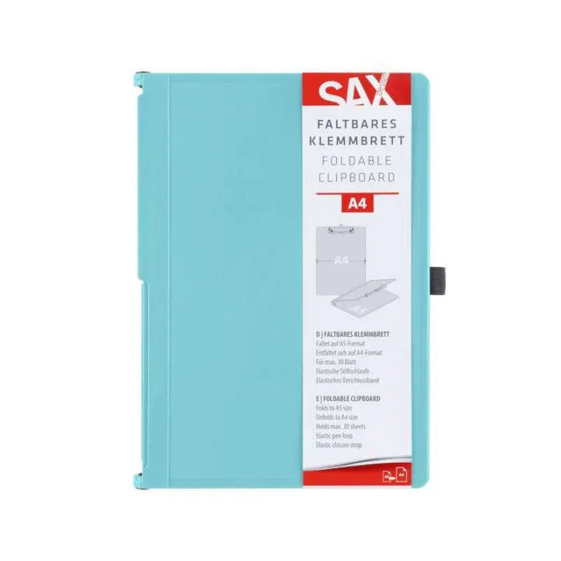 Sax - Πιάστρα Διπλή Αναδιπλούμενη Σε Α4/Α5 30φ, Aqua 2-750-20