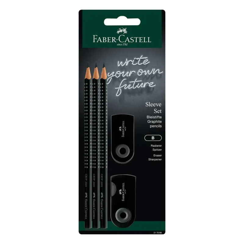 Faber Castell - Σετ Mολυβιών Grip Μαύρο Τριγωνικό 217086