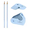 Faber Castell - Σετ Mολυβιών Grip Sparkle II Σιέλ & Mini Sleeve Γόμα & Ξύστρα 218471