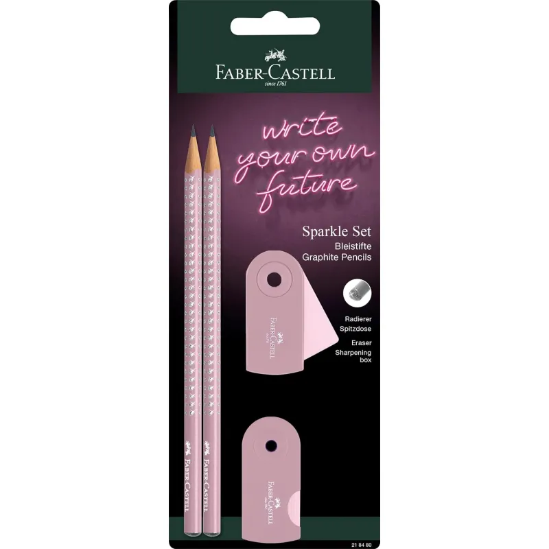 Faber Castell - Σετ Mολυβιών Grip Sparkle, Pink-Pink 218480