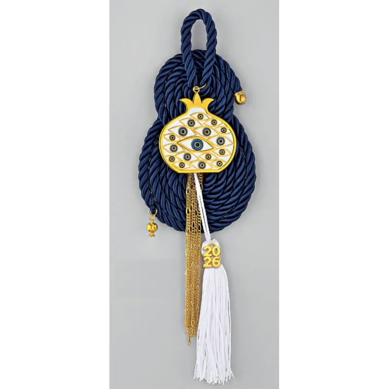 Adorex - Κρεμαστό Γούρι Με Μεταλλικό Ρόδι Με Μάτι Μπλε EG-24082