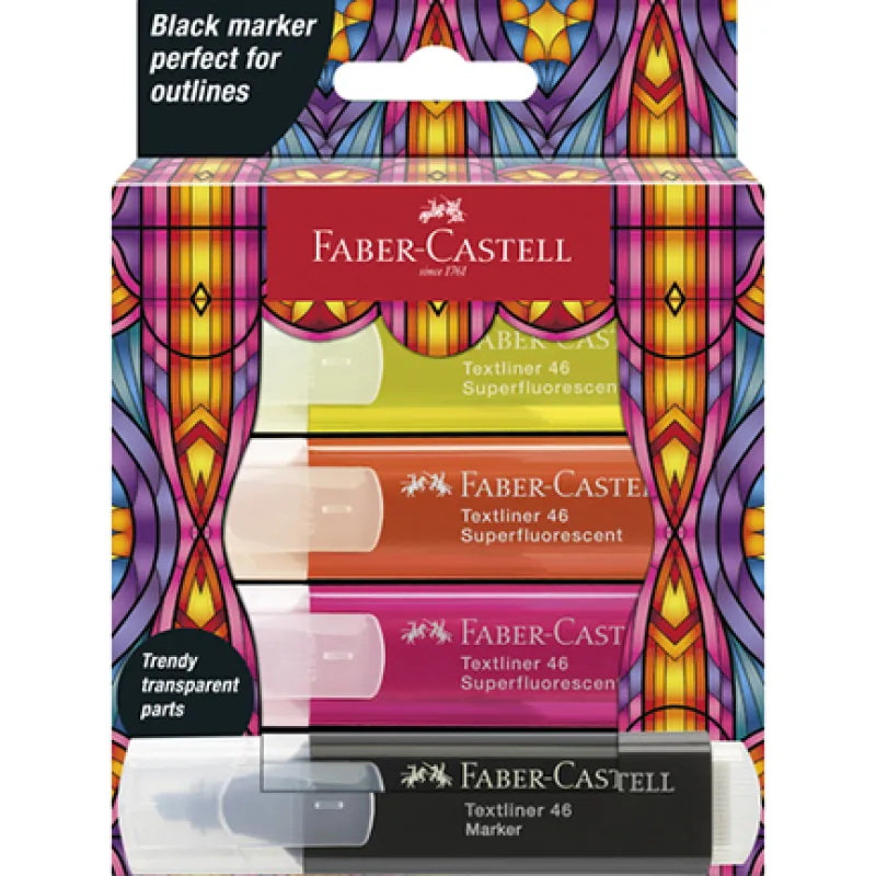 Faber Castell - Μαρκαδόροι Υπογράμμισης Glassy Cardboard 4τεμ 254693