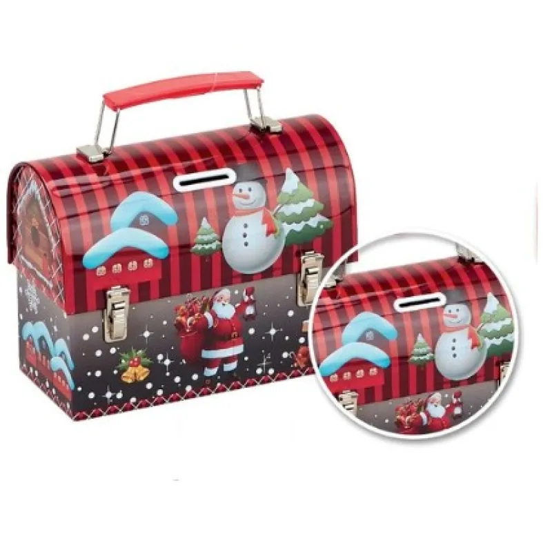 Νάκος ΑΒΕΕ - Μεταλλικό Κουτί Κουμπαράς Βαλιτσάκι, Άγιος Βασίλης & Χιονάνθρωπος 17x8.5x13εκ 3094133-2