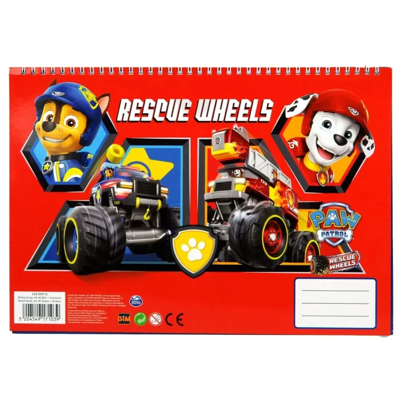 Gim - Μπλοκ Ζωγραφικής Paw Patrol Rescue Wheels 40Φ 23x33cm 334-00416