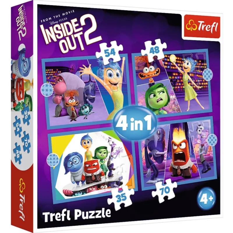 Trefl - Puzzle 4 in 1, Inside Out 2 Emotions Rule 54/48/35/70 Pcs 34652