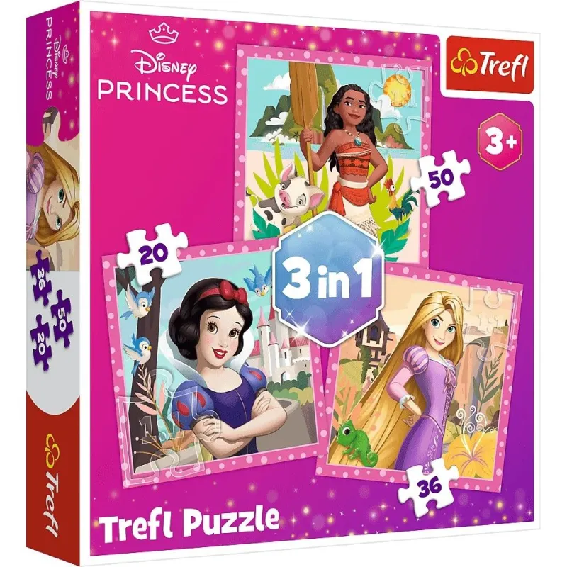 Trefl – Puzzle 3 in 1 Disney Princess 20/36/50 Pcs 34875