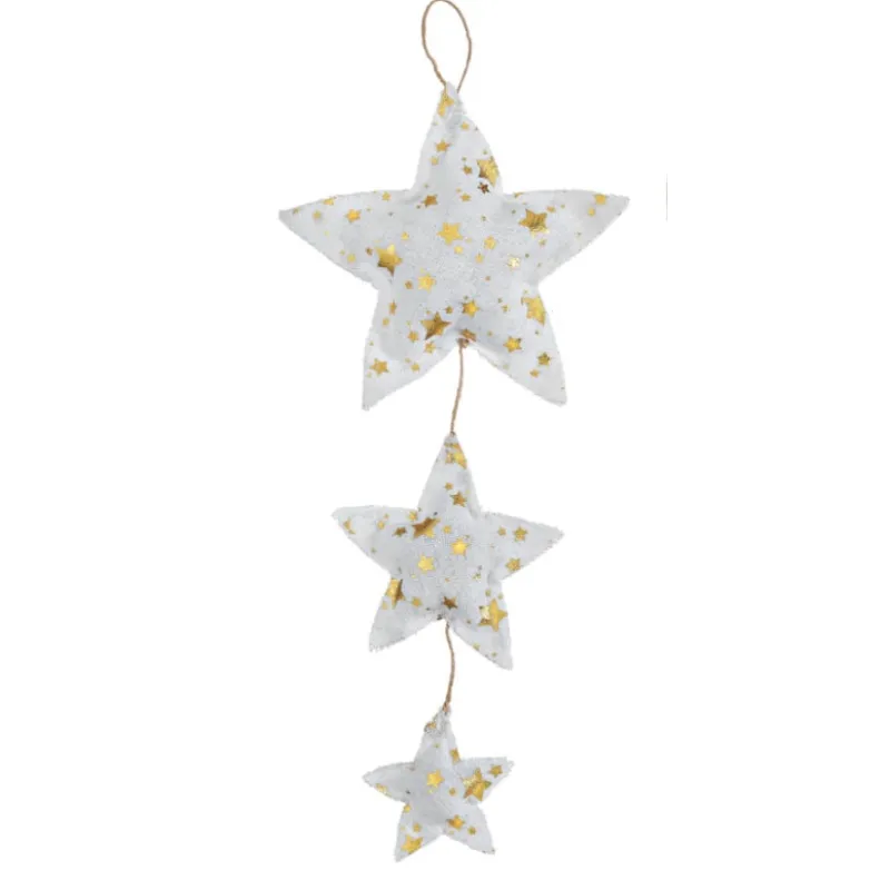 Adorex - Γιρλάντα Αστέρια Λευκά, Με Χρυσά Αστέρια 16x45 εκ 3M2354