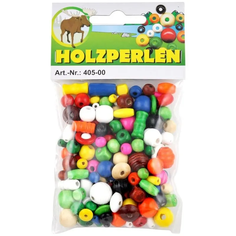 Meyco - Χάντρες Ξύλινες, Χρωματιστές Διάφορα Μεγέθη 40g 405-00