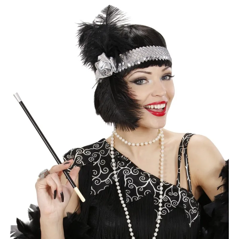 Widmann - Διάδημα Κεφαλιού Ασημί Με Λουλούδι & Φτερά 2627N