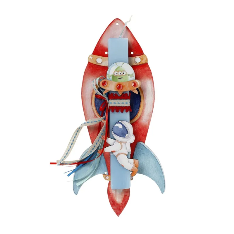 Ζήβας - Πασχαλινή Λαμπάδα Με Πλάτη, Πύραυλος Αστροναύτης Εξωγήινος 41-1055