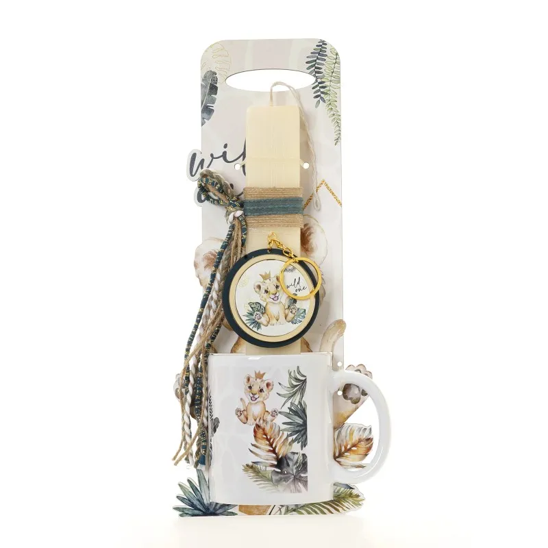 Ζήβας - Πασχαλινή Λαμπάδα Με Πλάτη Και Κούπα, Λιοντάρι Χαμόγελο 41-1276K