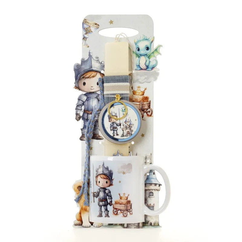 Ζήβας - Πασχαλινή Λαμπάδα Με Πλάτη Και Κούπα, Ιππότης Δράκος 41-1291K