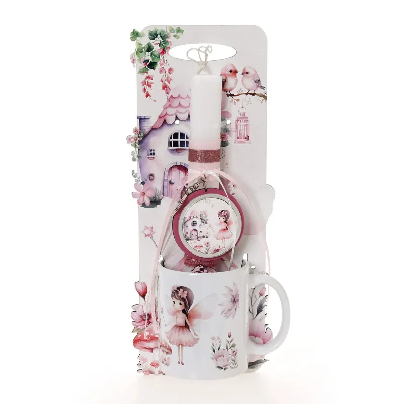 Ζήβας - Πασχαλινή Λαμπάδα Με Πλάτη Και Κούπα, Νεράιδα Σπίτι Πουλάκια 41-1316K