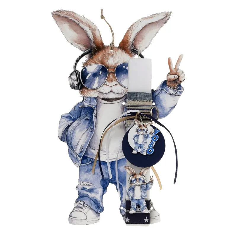 Ζήβας - Πασχαλινή Λαμπάδα Με Πλάτη, Κοπτικό, Λαγός Yolo 41-1351