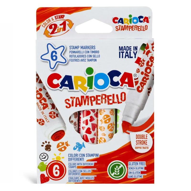 Carioca - Μαρκαδόροι Stamperello Με Διπλή Μύτη 6 Τμχ 42279
