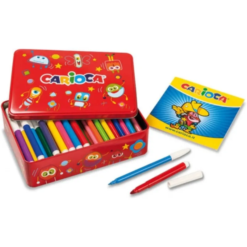 Carioca Baby - Μεταλλικό Κουτί Με 100 Μαρκαδόρους, Red 42500