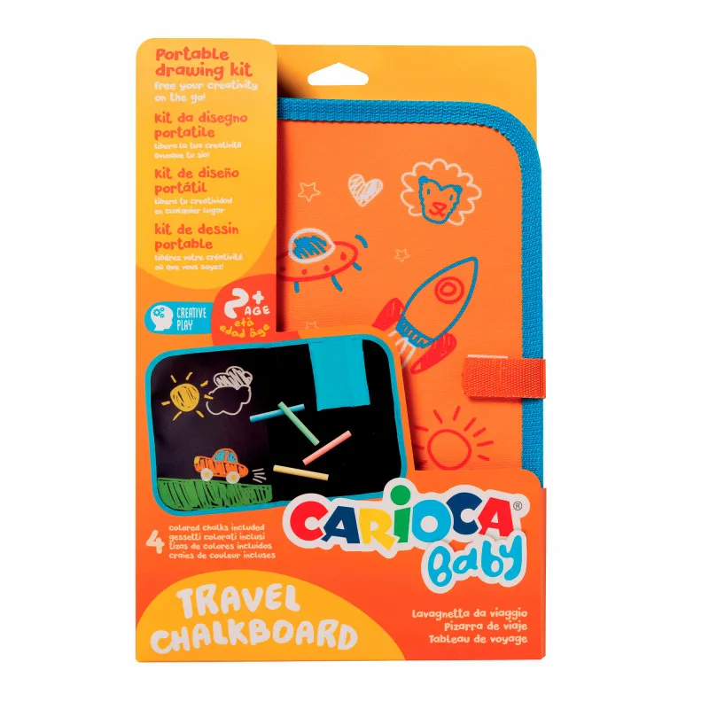 Carioca - Σετ Πίνακα Κιμωλίας 21x29cm + 4 Κιμωλίες Carioca Baby 2+ Travel Chalkboard 43555