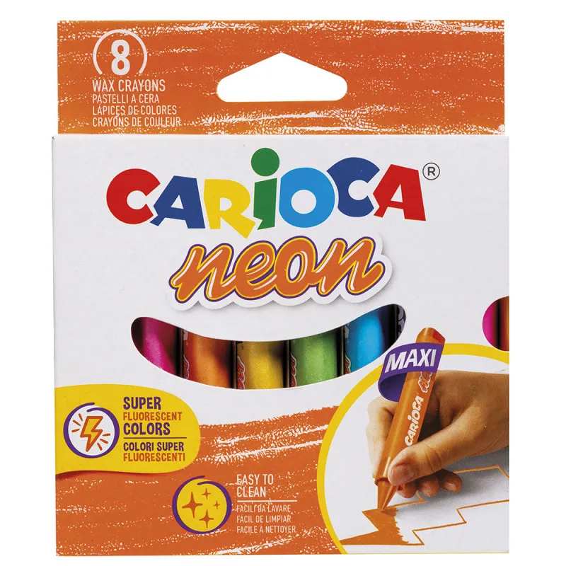 Carioca - Wax Crayons, Κηρομπογιές Neon 8 Τμχ 44164