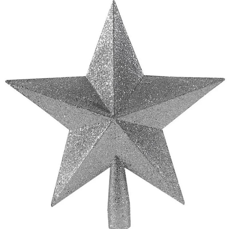 Lianos - Ασημί Πλαστική Χριστουγεννιάτικη Κορυφή Δέντρου Με Γκλίτερ 25cm 50187191