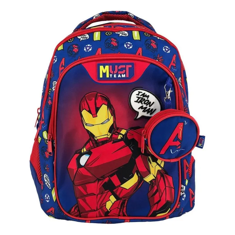 Diakakis - Τσάντα Πλάτης Δημοτικού Must 3 Θήκες, Avengers, Iron Man Blue 506365